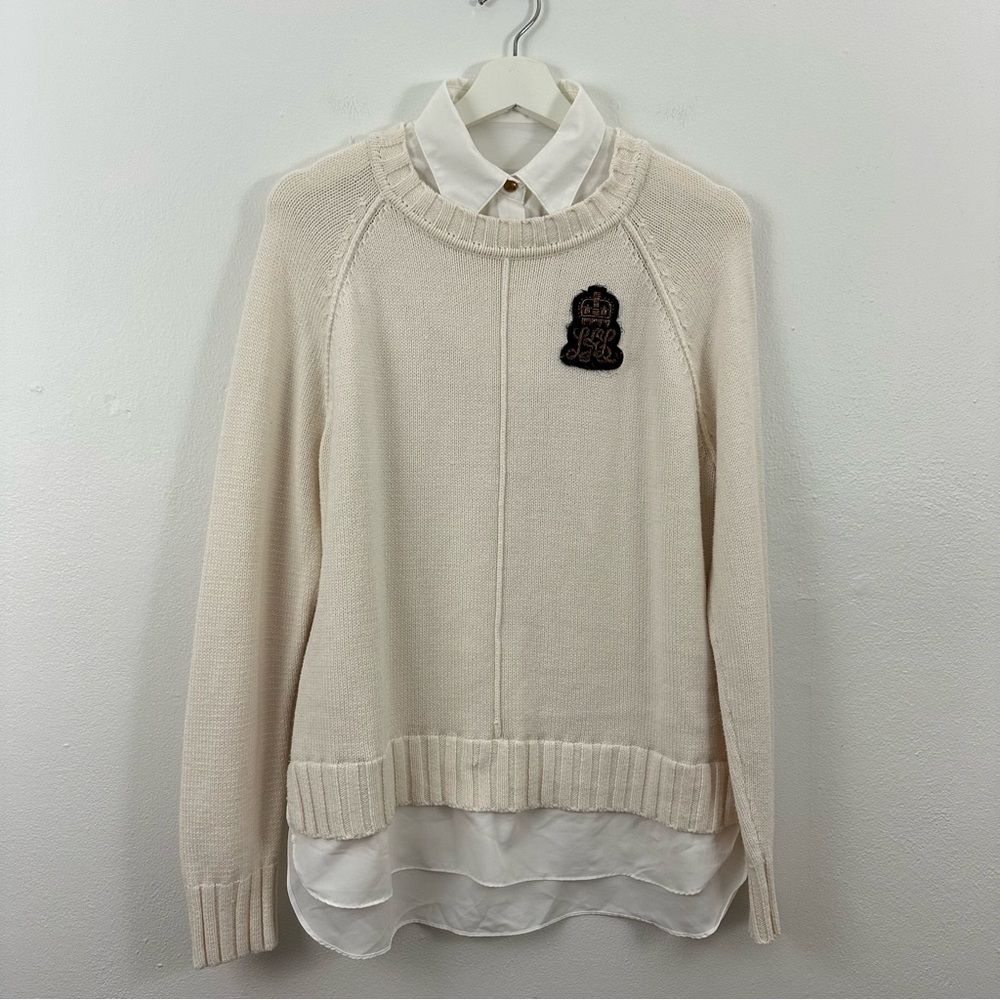 Lauren Ralph Lauren Cream Sweater with Crest Patch